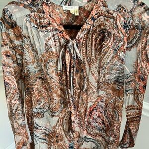 Anthropologie Meadow Rue Tie Neck Blouse Size Medium